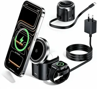 Chargeur Induction 3-en-1 Magnétique Rapide Pliable 25W pour MagSafe