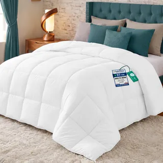 Utopia Bedding Couette 220x240 cm, Couette Chaud 370 GSM, pour lit 2 Personne, Couverture Blanc avec Onglets d'angle (Blanc)