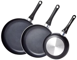 Amazon Basics 3 pièces poêles antiadhésives, 20 cm, 25 cm, 30 cm, Noir