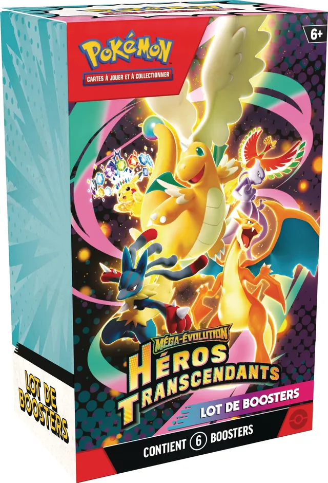 Pokémon : Lot de boosters Méga-Évolution – Héros Transcendants (6 boosters)