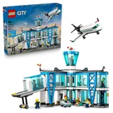 LEGO City L’Aéroport et l’Avion - Maquette Miniature avec Terminal, Avion, Remorqueur, Passerelle, 9 Minifigurines & Accessoires - Idée de Cadeau d'anniversaire pour Garçon dès 8 Ans 60502