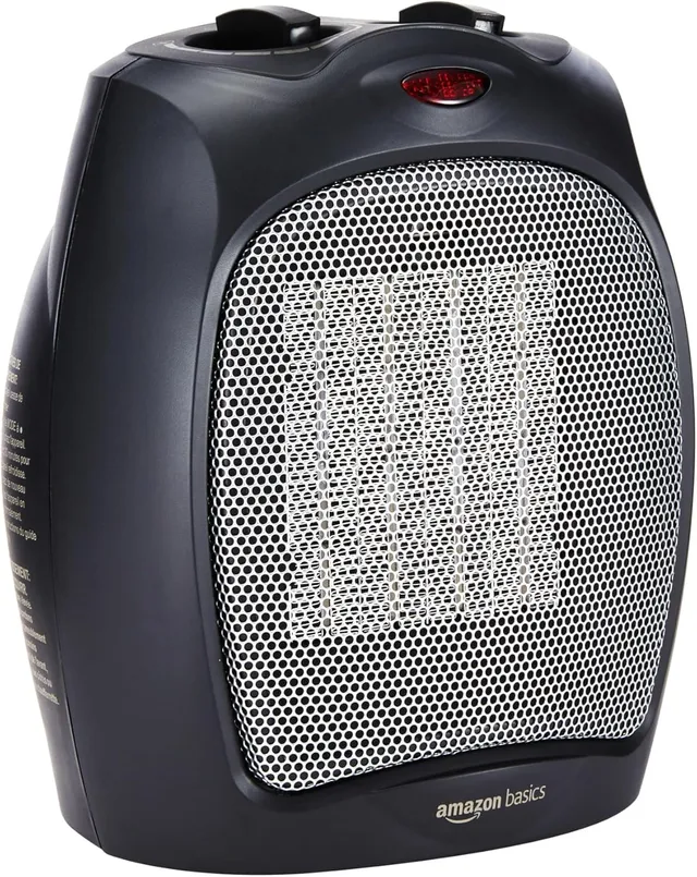Amazon Basics Radiateur soufflant en céramique avec thermostat réglable 1800 W, Noir
