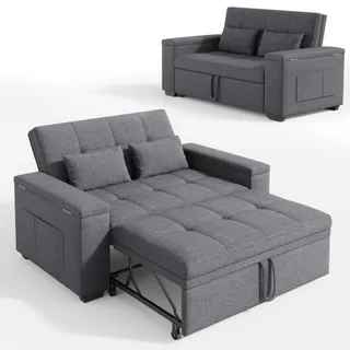 Xbro Canapé Lit Convertible 2 Places 156 Cm, Sofa avec Rangement Et Dossier Réglable 3 Positions, Canapé Compact pour Salon Studio Petit Espace, 156 x 74 x 84 cm (Gris foncé)