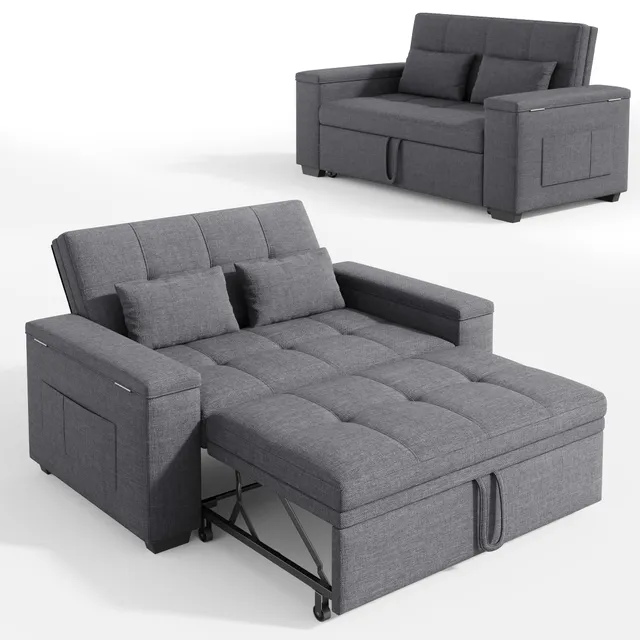 Xbro Canapé Lit Convertible 2 Places 156 Cm, Sofa avec Rangement Et Dossier Réglable 3 Positions, Canapé Compact pour Salon Studio Petit Espace, 156 x 74 x 84 cm (Gris foncé)