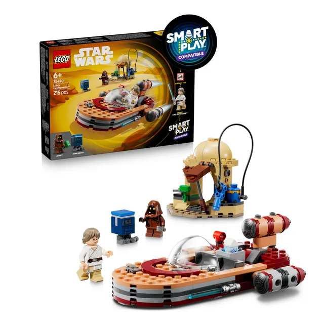 LEGO Star Wars 75420 Smart Play : Le Landspeeder de Luke - Set Compatible - Jouet Interactif - Smart Tag & Minifigurine de Luke Skywalker - Idée Cadeau dès 6 Ans pour Garçon, Fille ou Fan Adulte