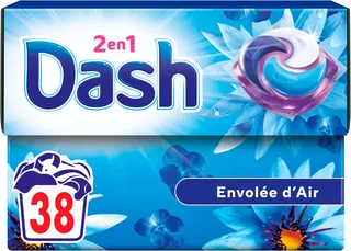 Dash 2en1 PODS Lessive en Capsule Envolée d’Air 38 lavages, Fraîcheur Lenor