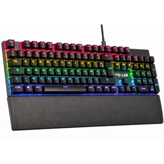The G-Lab Keyz Carbon Ex - Clavier Mécanique Azerty Switch Bleu - Clavier Gaming Rétroéclairage LED RGB, Anti-ghosting Total, 12 Touches multimedias - PC/PS5/Xbox - New (Keyz Carbon Ex)
