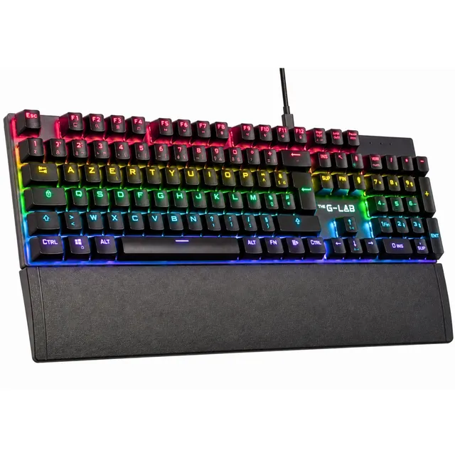 The G-Lab Keyz Carbon Ex - Clavier Mécanique Azerty Switch Bleu - Clavier Gaming Rétroéclairage LED RGB, Anti-ghosting Total, 12 Touches multimedias - PC/PS5/Xbox - New (Keyz Carbon Ex)