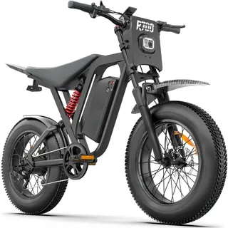 DEEPOWER Vélo Électrique, Batterie Amovible 52V 25Ah, Autonomie 60‑120 KM, E-Bike Pneus Gras 20''×4.0 Tout Terrain, 7 Vitesses, Suspension Complète, Vélo Électrique pour Adultes