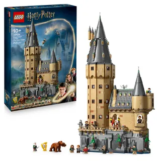 LEGO Harry Potter Le Château de Poudlard : la Tour Principale - Jeu interactif avec salles modulaires clés Volantes & échecs - 12 minifigurines - Cadeau garçon ou Fille dès 10 Ans ou Adulte 76454