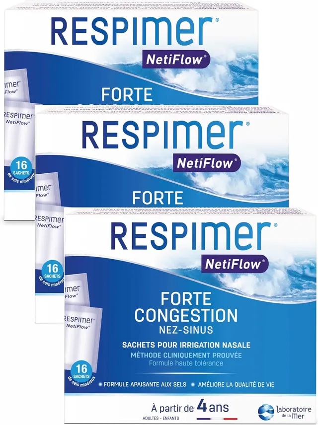 RESPIMER NetiFlow Sachets de sels minéraux pour irrigation nasale - lot de 3 boites de 16 sachets (3)