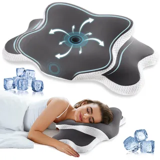 YunNasi Oreiller Ergonomique Cervical Memory Foam 65 * 40 * 14/10cm