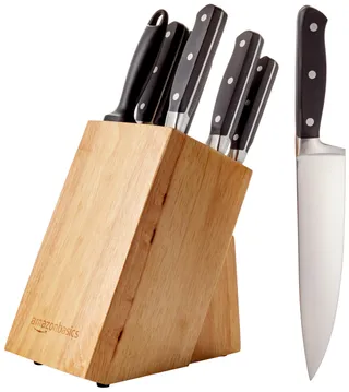 Amazon Basics Bloc de Couteaux, 9 pièces, Noir