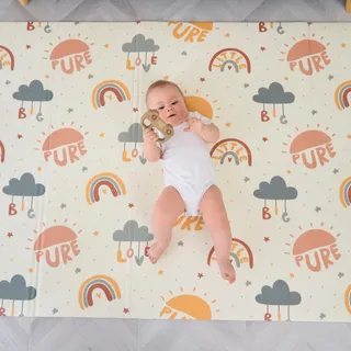 Tapis D'éveil Bébé Pliable Epais Réversible 120x180x1cm - Tapis De Jeu Pour Enfant Bebe - Tapis De Sol XXL En Mousse - Tapis De Motricité Favorisant Le Développement Sensoriel - Cadeau Naissance Bébé