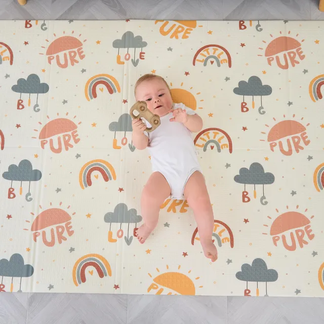 Tapis D'éveil Bébé Pliable Epais Réversible 120x180x1cm - Tapis De Jeu Pour Enfant Bebe - Tapis De Sol XXL En Mousse - Tapis De Motricité Favorisant Le Développement Sensoriel - Cadeau Naissance Bébé