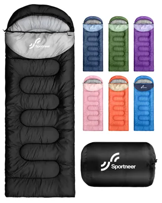 Sportneer Sacs de Couchage 220x80cm– Sac de Couchage Enfant et Adulte, Confortable, Chaud et Léger, Température 10-25°C – Idéal pour Camping, Camp de Classe et Sieste