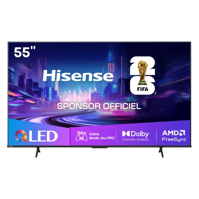 Hisense 55E7Q Pro TV QLED 4K 55" (139 cm) - Série E7 Pro - 144Hz (HSR 240Hz), Dolby Vision IQ & Atmos, Mode Jeu Pro, AMD FreeSync Premium, Smart TV VIDAA, Alexa & AirPlay 2