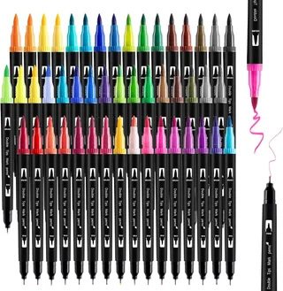 Thboxes 48 Couleurs Feutres Coloriage, Feutre Aquarelle Double Pointe