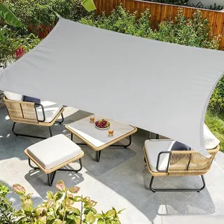 Voile d’ombrage 3x4m Rectangulaire, Imperméable Toile Ombrage, Premium Tissu Oxford 420D Protection UV, Étanche Déchirements,pour Jardin, Balcon et Terrasse, Câbles de Fixation Inclus, Gris