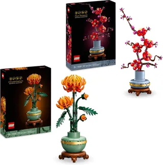 LEGO Pack Fleurs de Saison - Inclut Le chrysanthème (10368) & Les Fleurs de Prunier (10369) - Sets de Construction pour Adultes - Déco de Fleurs artificielles - Cadeau de St Valentin, Femme ou Homme