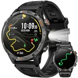 Montre Connectée Homme GPS Smartwatach: 1.46" HD Smart Watch Appel Bluetooth Fréquence Cardiaque SpO2 580mAh Batterie 100+ Modes Sportifs IP68 Etanche Surveillance Santé Torche LED pour iOS e Android