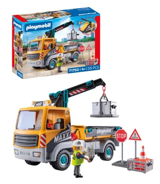 Playmobil | Action Heroes | Camion de Chantier avec Grue | Jouet pour Enfants | Set de Construction | Jouet pour Enfants à partir de 4 Ans | 71750