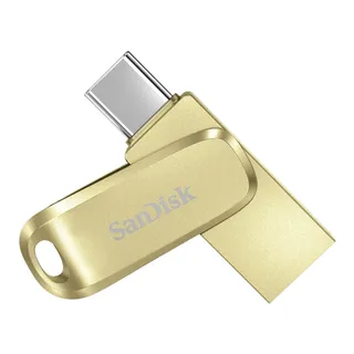 SanDisk 128 Go Ultra Dual Drive Luxe, Clé USB USB Type-C, entièrement métallique avec connecteurs USB Type-C et USB Type-A réversibles, pour smartphones, tablettes, Mac et PC - L'or