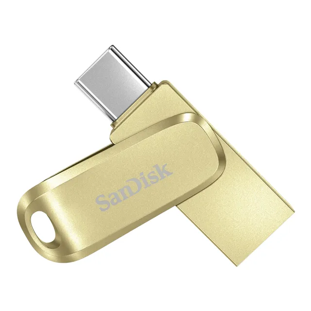 SanDisk 128 Go Ultra Dual Drive Luxe, Clé USB USB Type-C, entièrement métallique avec connecteurs USB Type-C et USB Type-A réversibles, pour smartphones, tablettes, Mac et PC - L'or