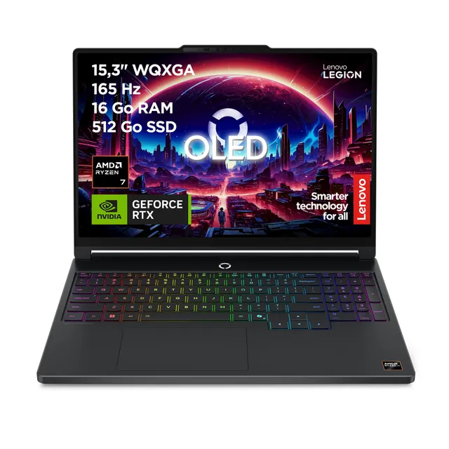 Lenovo Legion 5a 15AHP11 - Ordinateur Portable Gaming 15.3'' OLED 165Hz (AMD Ryzen 7 250, RAM 16Go, SSD 512Go, NVIDIA RTX 5060 8Go, Windows 11 Home) Clavier 1 Zone rétroéclairé AZERTY Français - Noir