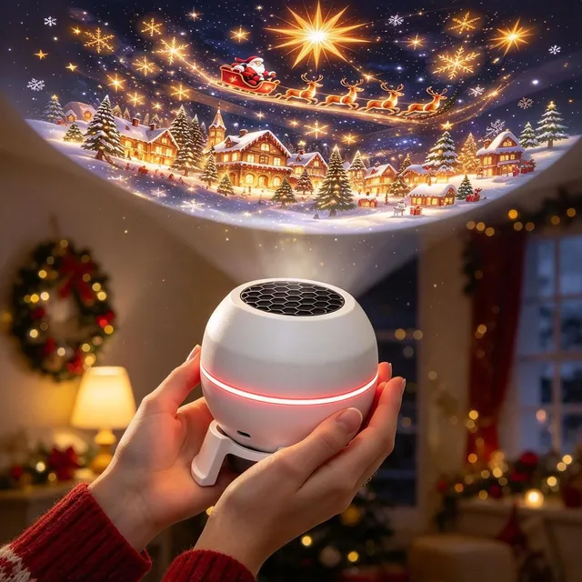 Générique Projecteur Noel Interieur, Veilleuse Projecteur LED dynamique rotatif à 360°, USB Portable Lampe Ambiance Decoration Noel Interieur Maison pour chambre à coucher, Mur, Plafond & Fêtes