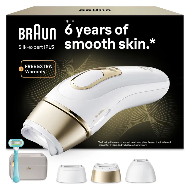 Braun Epilateur Lumiere Pulsee Silk·expert Pro 5 PL5311, Blanc et Or