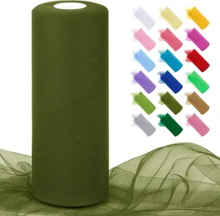 Uiopa Rouleau de Tulle Vert Olive 30cm x 91m Tulle Mariage Polyester Maille Tissu Ruban Mariage pour Tutu Jupe, Emballage Cadeau, Deco Chaise, Deco Fête, Artisanat