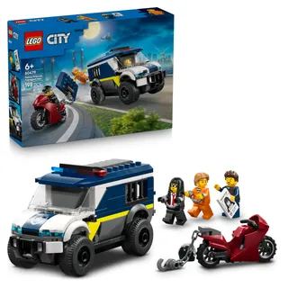 LEGO City Le Fourgon Pénitentiaire - Camion Jouet - Maquette de Van avec Moto, 3 Minifigurines & Porte de Cellule Amovible - Idée de Cadeau d'anniversaire pour Garçon dès 6 Ans 60479