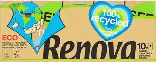 Renova Mouchoirs étuis Recyclé, emballage et papier recyclé, 4 plis, 10 paquets