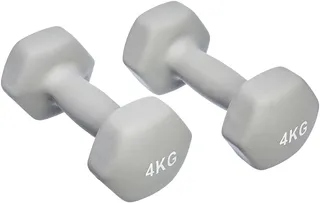 Amazon Basics Paire d'haltères en néoprène 8 kg, lot de 2 (4 kg), Gris