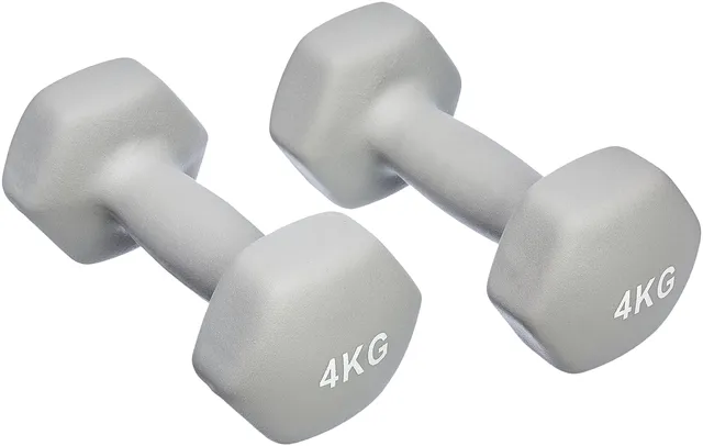 Amazon Basics Paire d'haltères en néoprène 8 kg, lot de 2 (4 kg), Gris