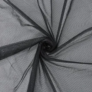160 cm Noire Tissu en Maille au Mètre en Bobine Décoratifs Tulle en Polyester Respirant Voile Doré Solide Transparent Moustiquaire Tissus pour la Couture de Vêtements D'Artisanat de Robes