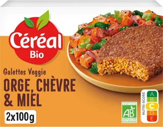 CÉRÉAL BIO – Galettes Orge, Chèvre & Miel Bio – Galettes Végétales Bio aux Céréales, Fromage de Chèvre & Miel – Gourmandes & Végétariennes – Nutriscore A – 200 g