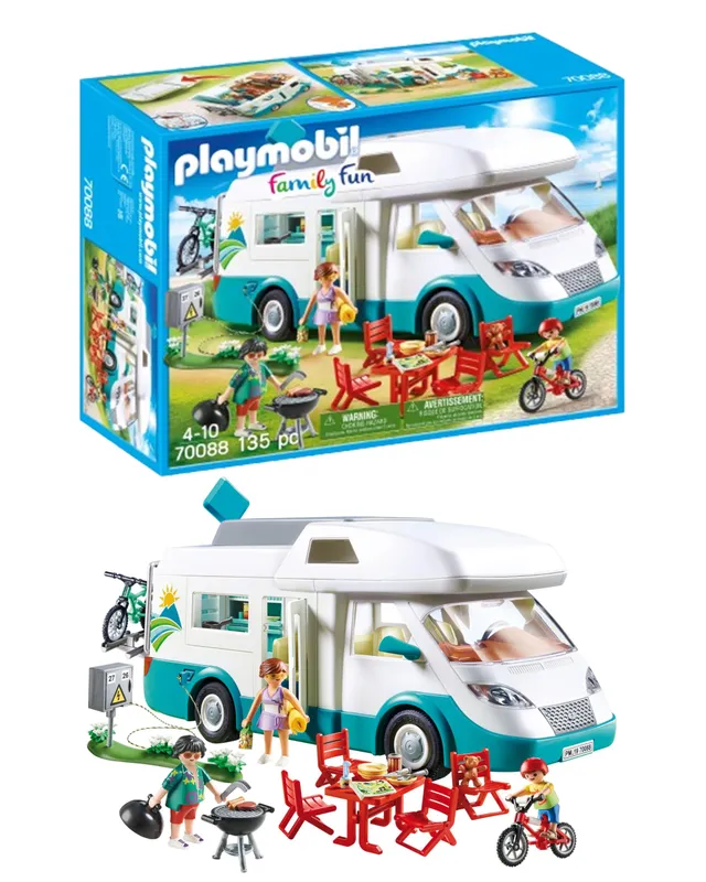 Playmobil Family Fun 70088 Camping-Car Familial avec Toit Amovible et de Nombreux Accessoires, Dès 4 Ans
