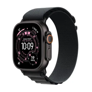 Apple Watch Ultra 3 [GPS + Cellular 49 mm] Montre connectée Course à Pied et Multisport avec boîtier Titane Noir et Boucle Alpine Noir. Communications Satellite, Suivi santé et activité