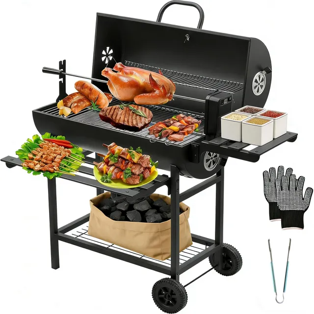 TEENO Grill XXL à Charbon de Bois avec Couvercle