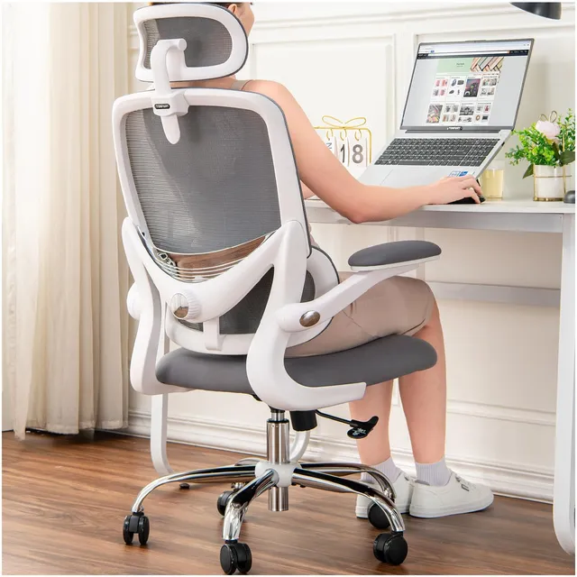 Chaise de bureau ergonomique, Lombaire réglable, Fauteuil peu encombrant