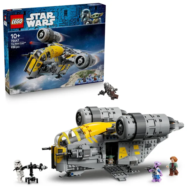 LEGO Star Wars 75447 The Mandalorien and Grogu Le Razor Crest - Jouet de Construction - Maquette avec 4 Minifigurines & Figurine de Grogu - Cadeau d'anniversaire pour Garçon, Fille & Fan dès 10 Ans