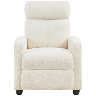 Yaheetech Fauteuil de Relaxation Petit Canapé Inclinable en Tissu Bouclette Doux en 3 Positions 1 Place avec Repose Pied/Chambre à Coucher/Home Cinéma/Salon Ivoire