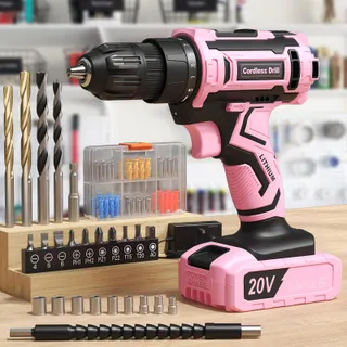 VIWKO Visseuse Devisseuse Sans Fil 20V, Perceuse Visseuse Sans Fil avec 85 Accessoires, Perceuse-visseuse 42 N.m Max, Batterie 2000 mAh, 25+1 Couple, Mandrin 10 mm, Eclairage LED, Saint-Valentin