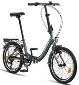 Chillaxx Vélo pliant urbain 20 pouces, 6 vitesses, lumière, pliage rapide, léger, porte-bagages, vert foncé