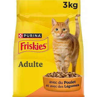FRISKIES | Chat | Croquettes complètes pour Chats Adultes | Au Poulet et aux Légumes | Aliment Complet Riche en Vitamines et Minéraux | Sac | 3 KG
