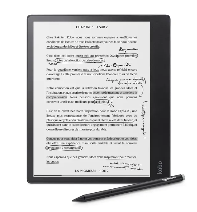 Kobo eBook-Reader eBookReader Elipsa 2E 32GB Bundle incl Stylus (N605-KU-BK-K-BU) (N605KUBKKBU)