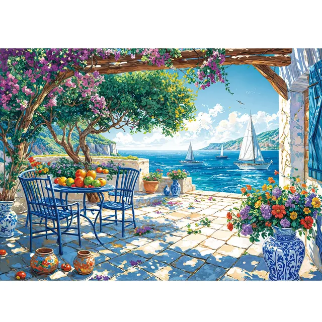 TangComplete Puzzle 1000 Pieces Adultes Puzzle Adulte 1000 Pièces Jeu D'Intelligence De l'art De La Décoration Moderne Jeu Cadeau Unique, Puzzles 1000 Pièces, Côte d'été
