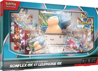 Pokémon : Collection spéciale Ronflex-ex et Leuphorie-ex du JCC Pokémon (2 Cartes Promo Brillantes, 1 Carte Grand Format Brillante et 8 boosters)